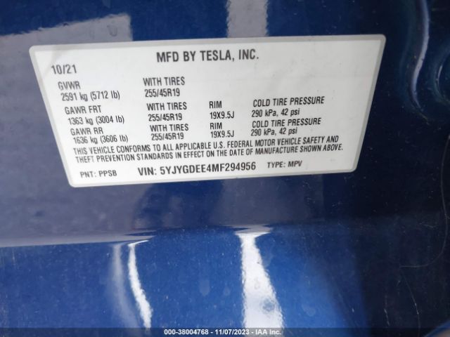 5YJYGDEE4MF294956 Tesla Model Y Long Range
