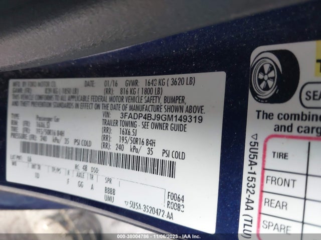 Ford FIESTA SE 2016 3FADP4BJ9GM149319 Image 9