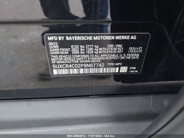 5UXCR4C02P9N67742 BMW X5 Sdrive40i