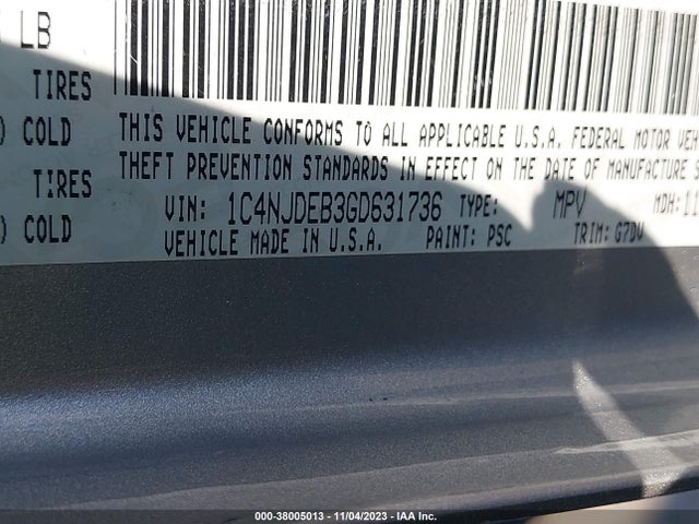 1C4NJDEB3GD631736 Jeep Compass Latitude