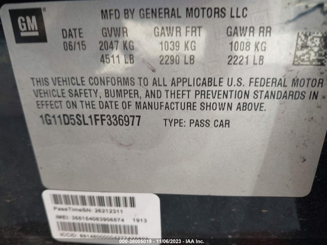 Chevrolet MALIBU 2LT 2015 1G11D5SL1FF336977 Image 9