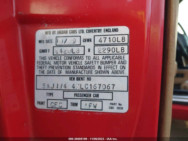 1990 JAGUAR XJS SAJNW484XLC167067 Photo 8