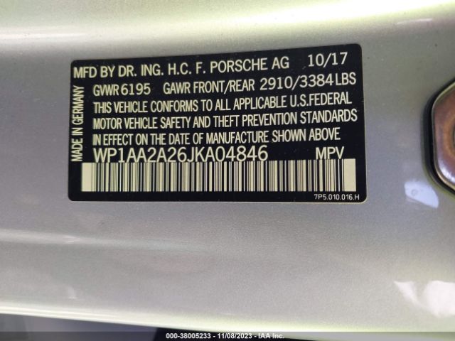 WP1AA2A26JKA04846 Porsche Cayenne