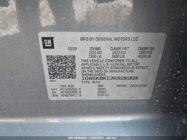 Chevrolet Tahoe Lt 2019 1GNSKBKC2KR285828 Image 9