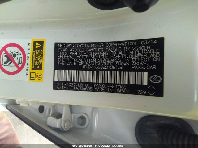Lexus ES 350 2014 JTHBK1GG8E2128136 Image 9