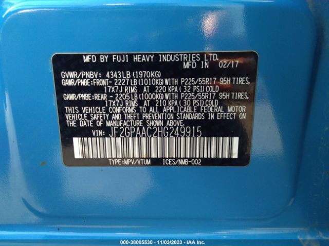 JF2GPAAC2HG249915 Subaru Crosstrek