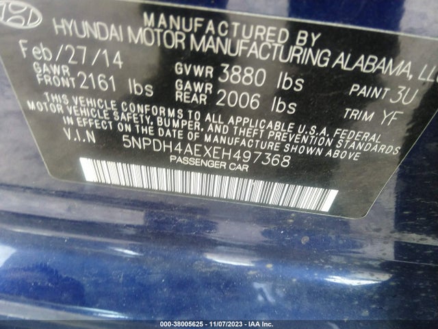 Hyundai Elantra Limited 2014 5NPDH4AEXEH497368 Image 9