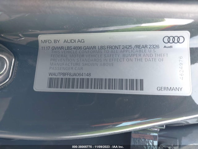 2018 AUDI A3 SPORTBACK E-TRON PREMIUM PLUS VIN: WAUTPBFF8JA064148