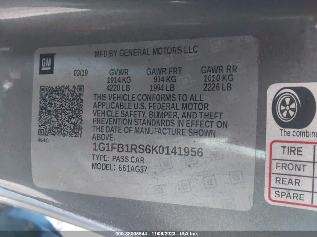 Chevrolet Camaro 1lt 2019 1G1FB1RS6K0141956 Image 9