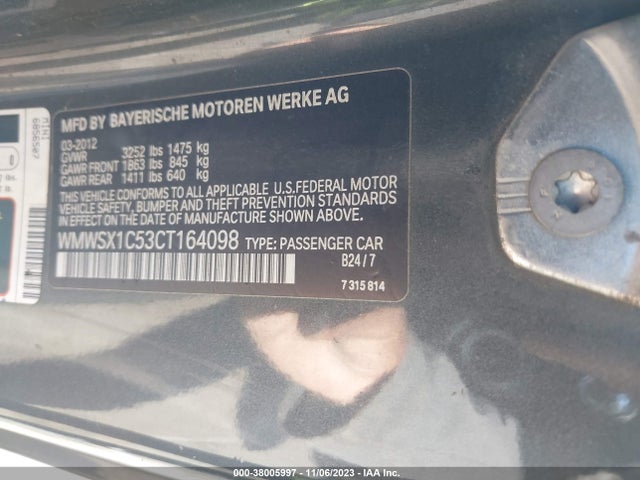 2012 MINI COOPER WMWSX1C53CT164098 Photo 8