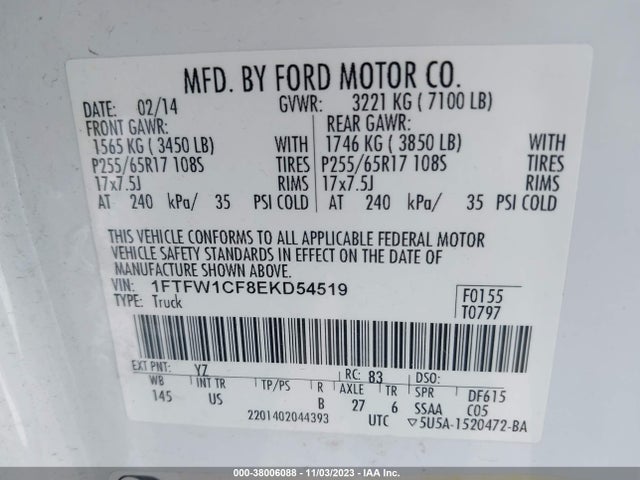 Ford F-150 Xl 2014 1FTFW1CF8EKD54519 Image 9