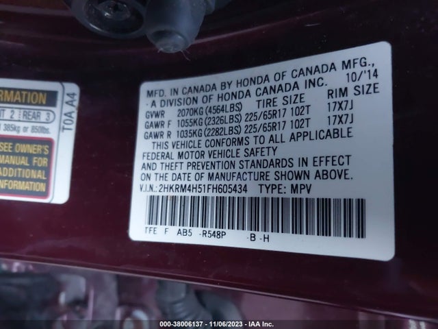 Honda CR-V EX 2015 2HKRM4H51FH605434 Image 9