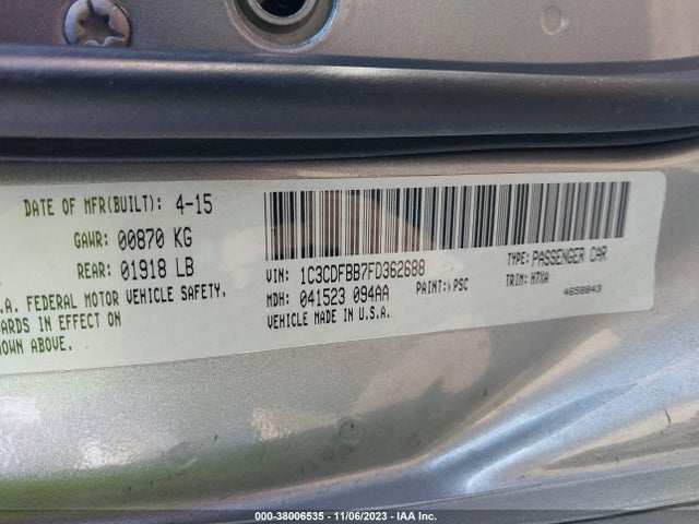 Dodge DART SXT 2015 1C3CDFBB7FD362688 Image 9