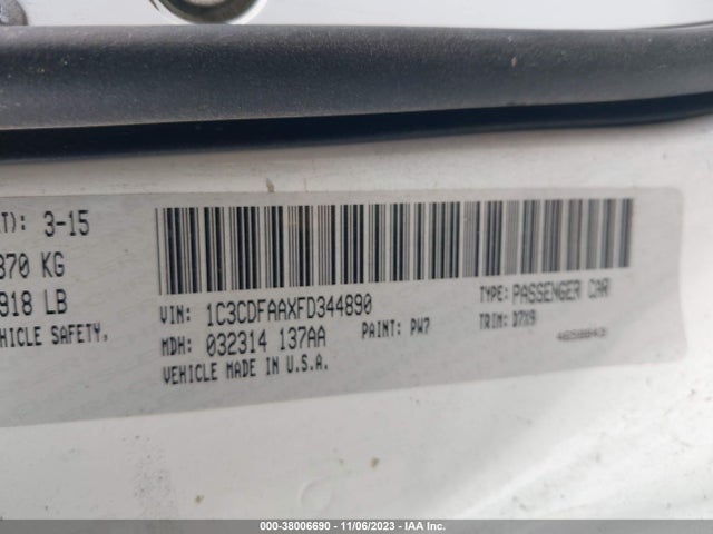 Dodge DART SE 2015 1C3CDFAAXFD344890 Image 9