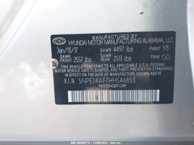 Hyundai SONATA SE 2017 5NPE24AF7HH546853 Image 9