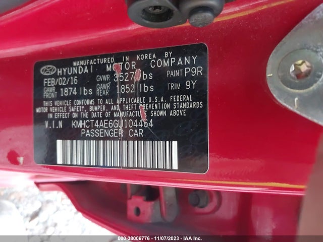 Hyundai ACCENT SE 2016 KMHCT4AE6GU104464 Image 9