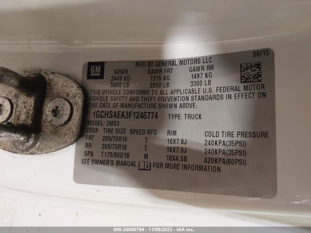 Chevrolet Colorado Wt 2015 1GCHSAEA3F1246774 Image 9