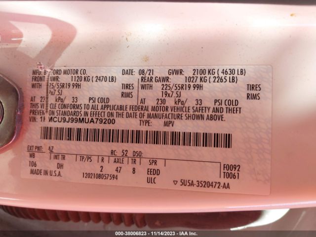 2021 FORD ESCAPE 1FMCU9J99MUA79200 Photo 8