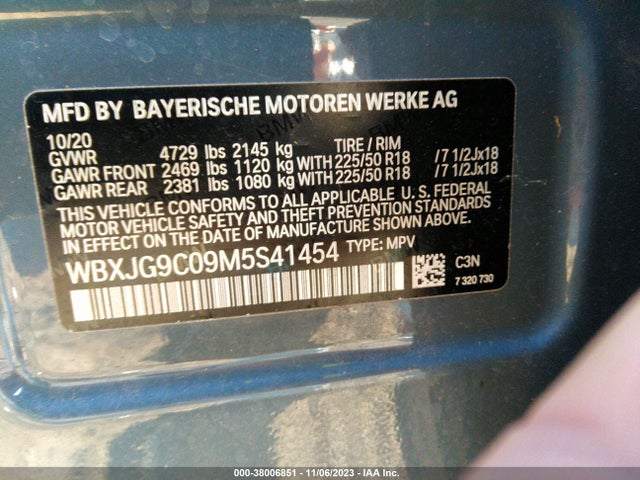 BMW X1 Xdrive28i 2021 WBXJG9C09M5S41454 Image 9