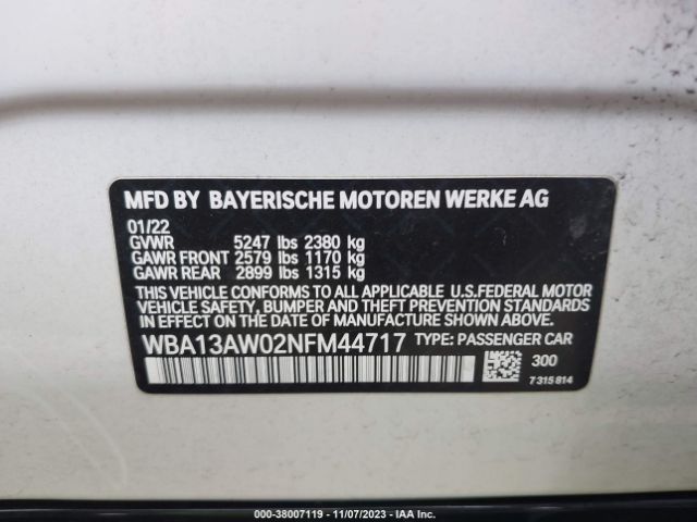 2022 BMW 4 SERIES WBA13AW02NFM44717 Photo 8