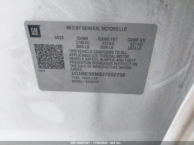 Chevrolet Cruze Lt Auto 2018 1G1BE5SM8J7202738 Image 9