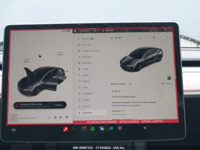 5YJ3E1EA7NF339952 Tesla Model 3 Rear-wheel Drive