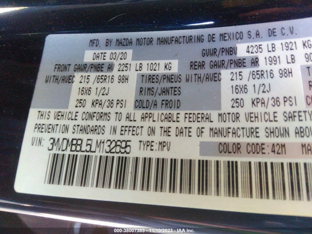 2020 MAZDA CX-30 CX-30 VIN: 3MVDMBBL5LM132695