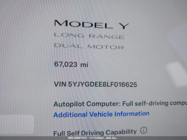 Tesla Model Y Long Range Dual Motor 2020 5YJYGDEE8LF016625 Image 15
