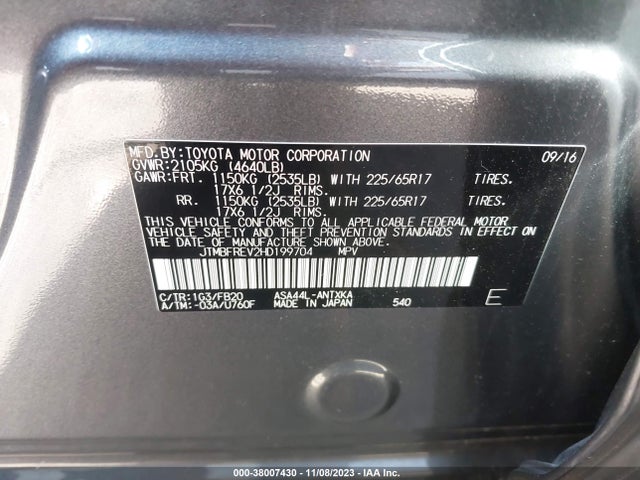 Toyota RAV4 LE 2017 JTMBFREV2HD199704 Image 9