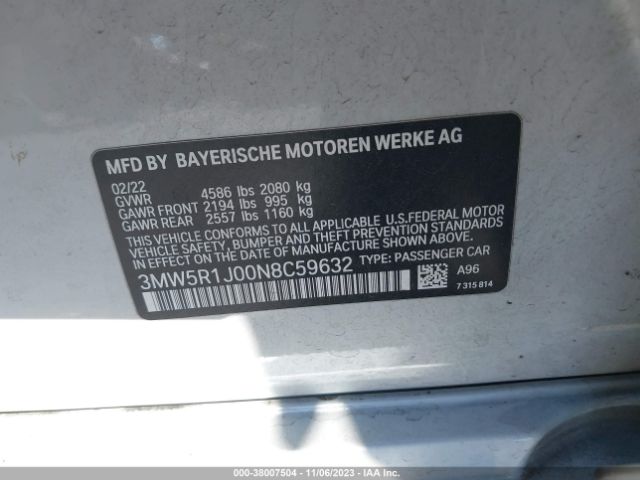 3MW5R1J00N8C59632 BMW 3 Series 330i