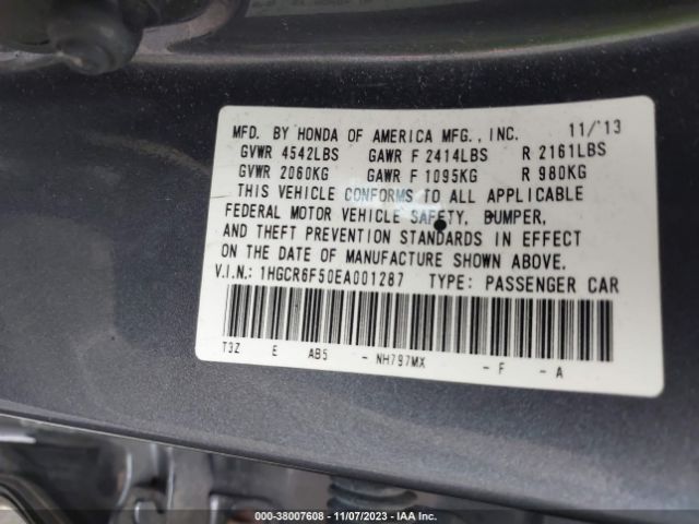1HGCR6F50EA001287 Honda Accord Hybrid Ex-l