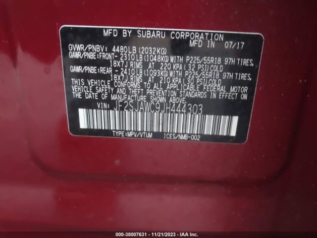 JF2SJAWC9JH444303 Subaru Forester 2.5i Touring