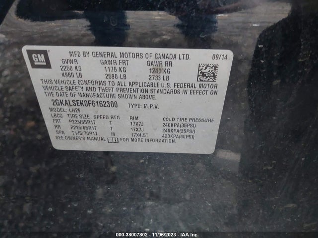 GMC Terrain Slt-1 2015 2GKALSEK0F6162300 Image 9