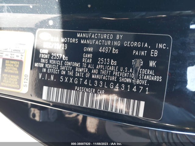 KIA Optima Lx 2020 5XXGT4L33LG431471 Image 9