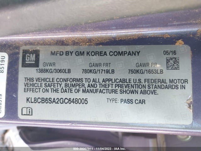 Chevrolet Spark Ls Cvt 2016 KL8CB6SA2GC648005 Image 9