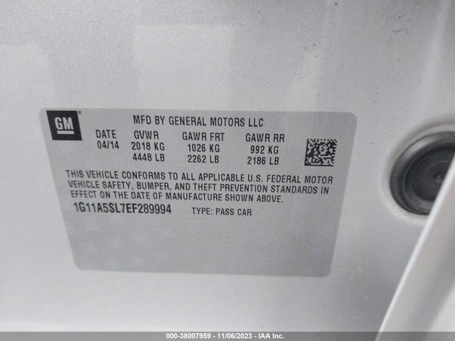 Chevrolet Malibu 1fl 2014 1G11A5SL7EF289994 Image 9