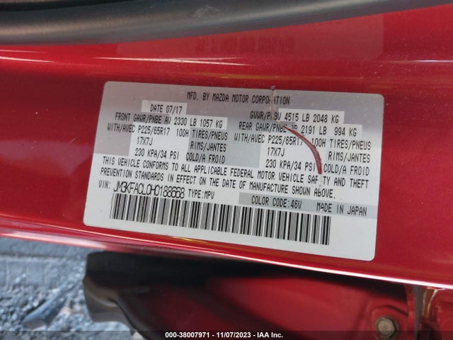 2017 MAZDA CX-5 TOURING VIN: JM3KFACL0H0188668