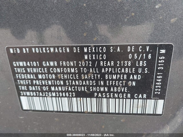 3VWB67AJ2GM396623 Volkswagen Jetta 1.4t Se