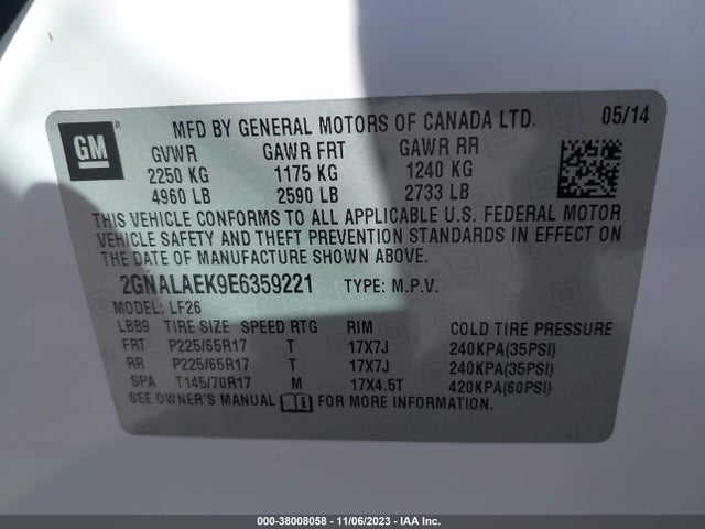 Chevrolet EQUINOX LS 2014 2GNALAEK9E6359221 Image 9