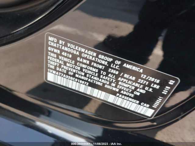 1VWAT7A32GC018972 Volkswagen Passat 1.8t S