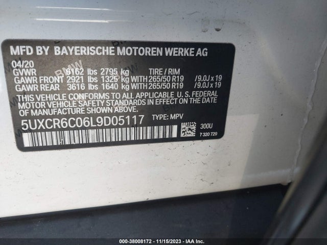 BMW X5  Xdrive40i 2020 5UXCR6C06L9D05117 Image 9