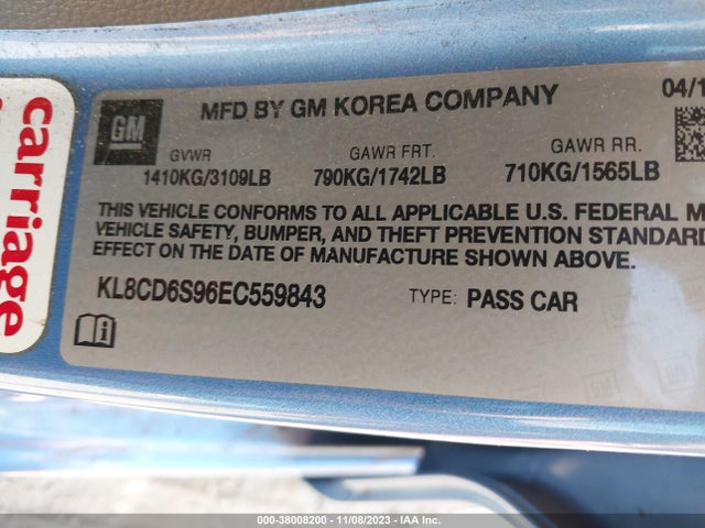 Chevrolet Spark 1lt Auto 2014 KL8CD6S96EC559843 Image 9