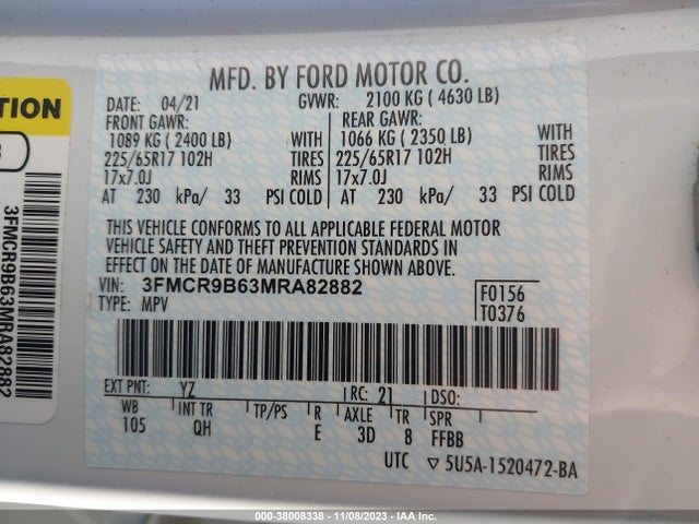 Ford Bronco Sport Big Bend 2021 3FMCR9B63MRA82882 Image 9