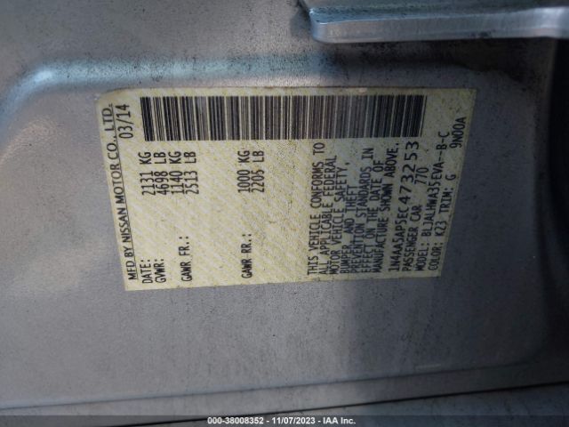 1N4AA5AP5EC473253 Nissan Maxima 3.5 Sv