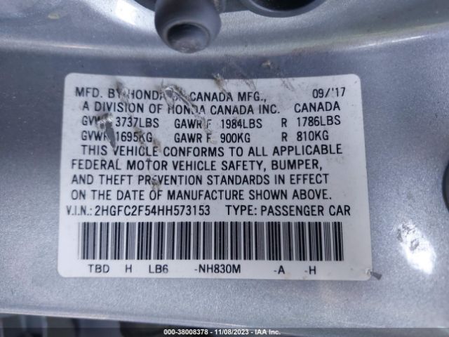 2HGFC2F54HH573153 Honda Civic Sedan Lx