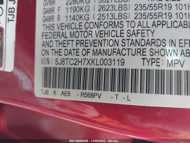 Acura Rdx Advance Package 2019 5J8TC2H7XKL003119 Image 9
