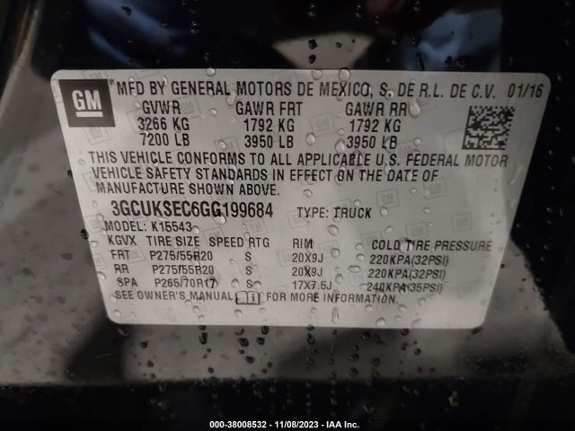 Chevrolet Silverado 1500 2lz 2016 3GCUKSEC6GG199684 Image 9