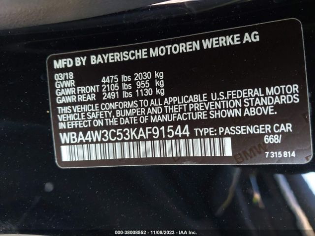 WBA4W3C53KAF91544 BMW 430I