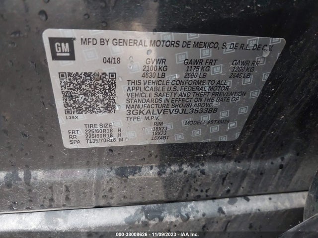 2018 GMC TERRAIN SLT VIN: 3GKALVEV9JL353388