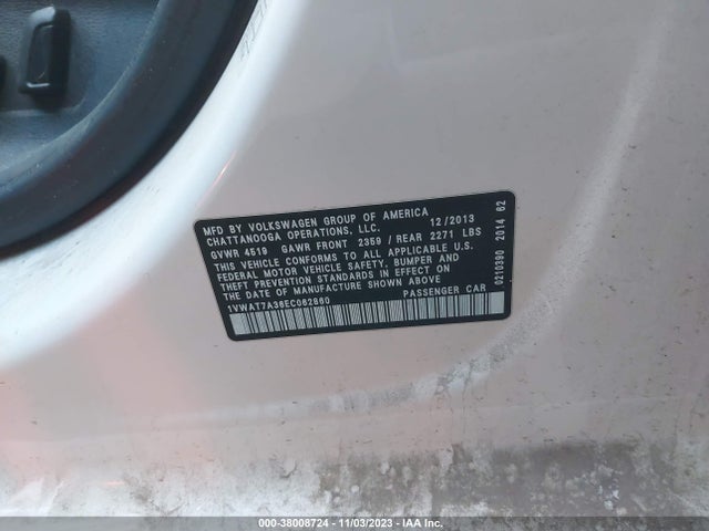 1VWAT7A36EC062860 Volkswagen Passat Wolfsburg Ed
